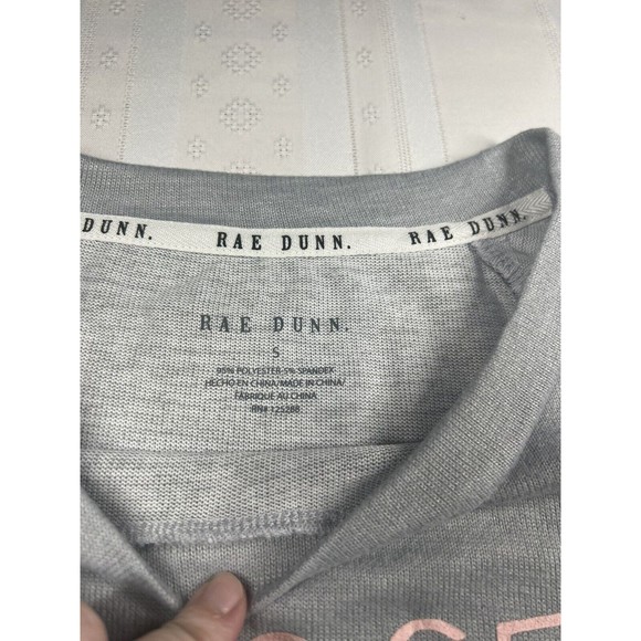 RAE DUNN Blessed T-SHIRT Grey White Pink Long Sleeve SIZE Small Pajama Shirt - Picture 3 of 10